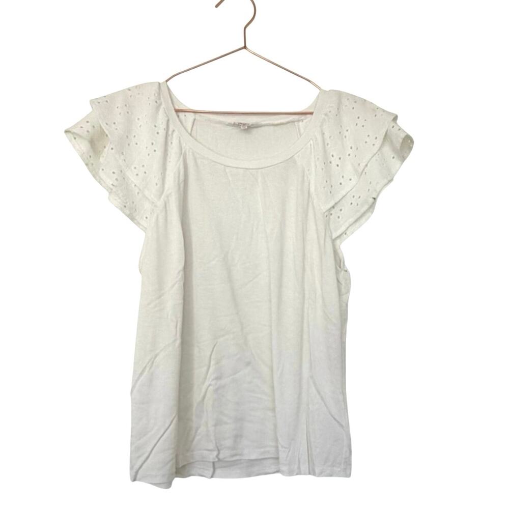 Candie's Cream Eyelet Flutter Sleeve Tee